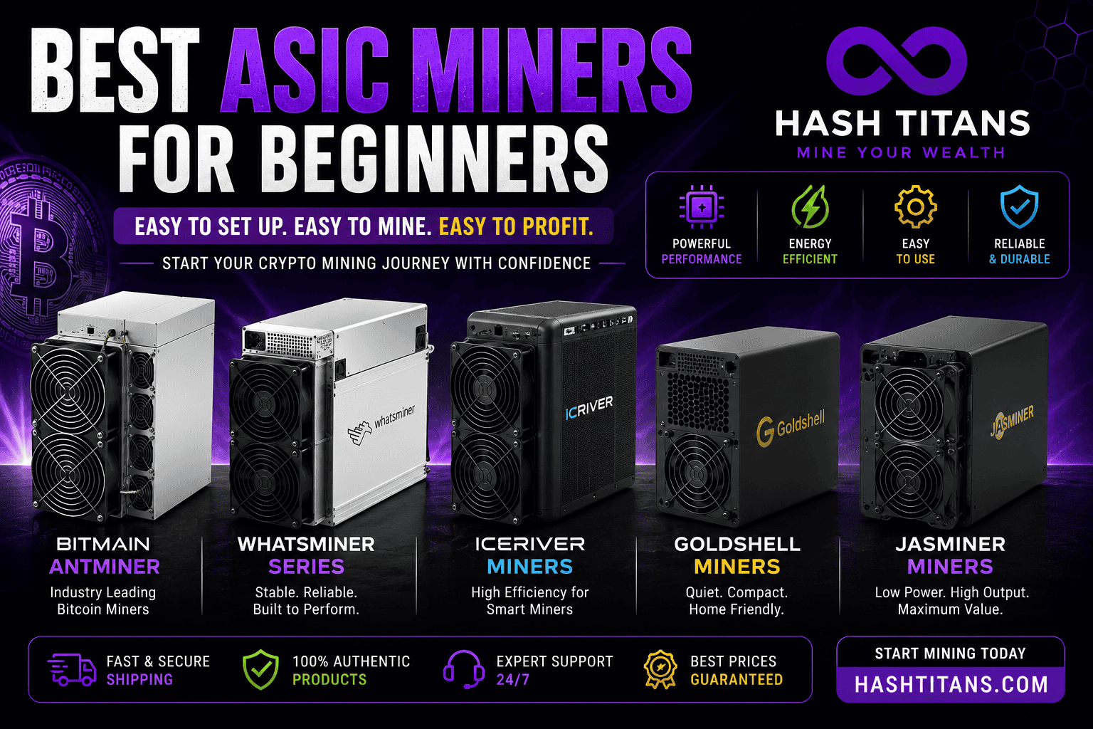 Best ASIC Miners for Beginners Best ASIC miners for beginners including Bitmain WhatsMiner IceRiver Goldshell and Jasminer