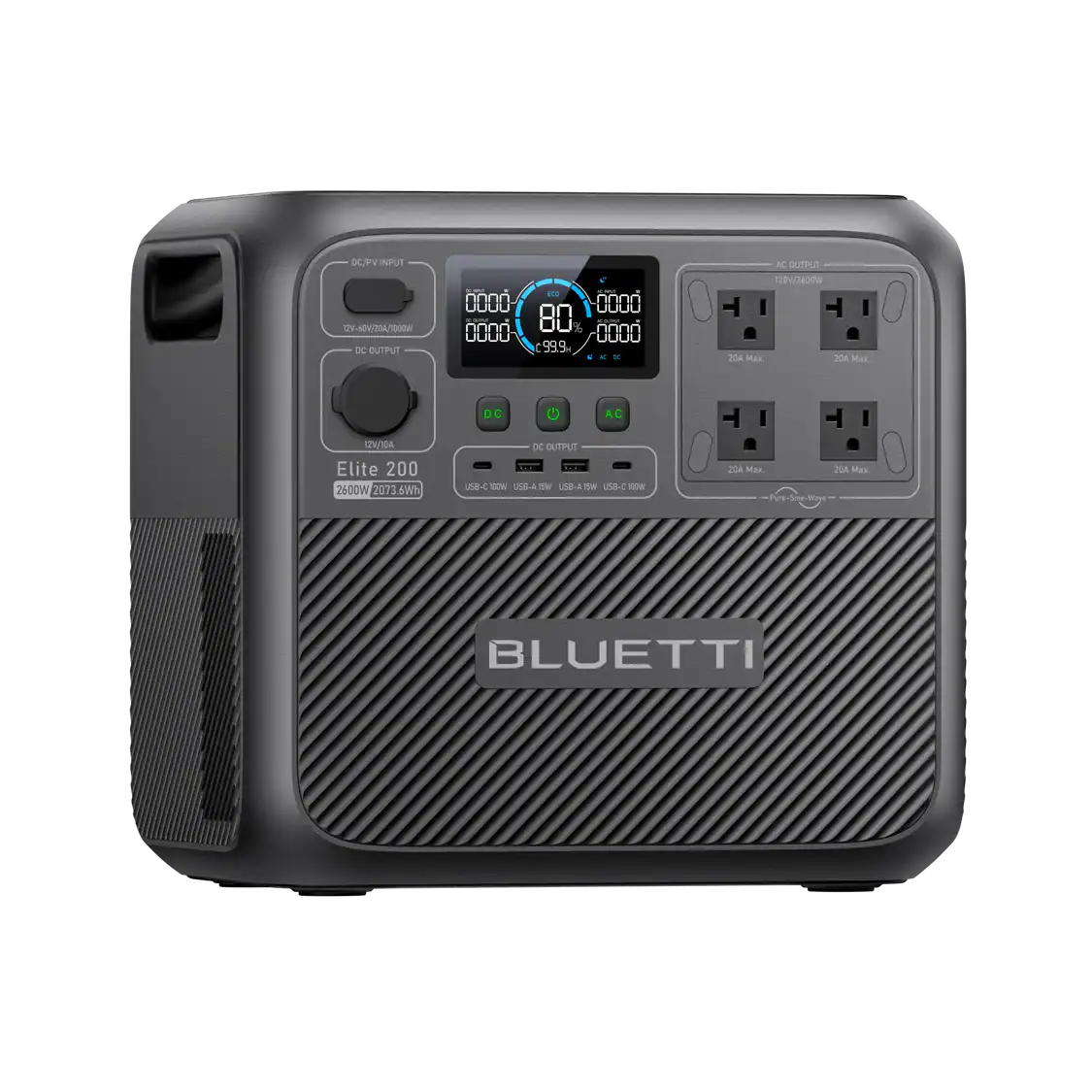 BLUETTI Elite 200 V2 Portable Power Station | 2,600W 2,073.6Wh 1 BLUETTI Elite 200 V2 portable power station for home backup, camping, RV travel, and off-grid solar power